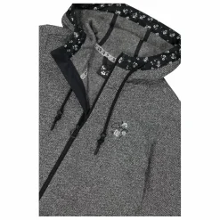 Giacca in pile da donna in knit tech con cappuccio con dettagli floreali