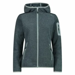 Giacca in pile da donna in knit-tech mélange con cappuccio