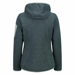 Giacca in pile da donna in knit-tech mélange con cappuccio
