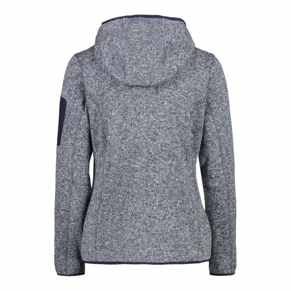 Giacca in pile da donna in knit-tech mélange con cappuccio