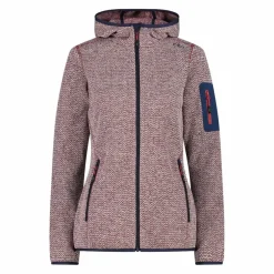Giacca in pile da donna in knit-tech mélange con cappuccio
