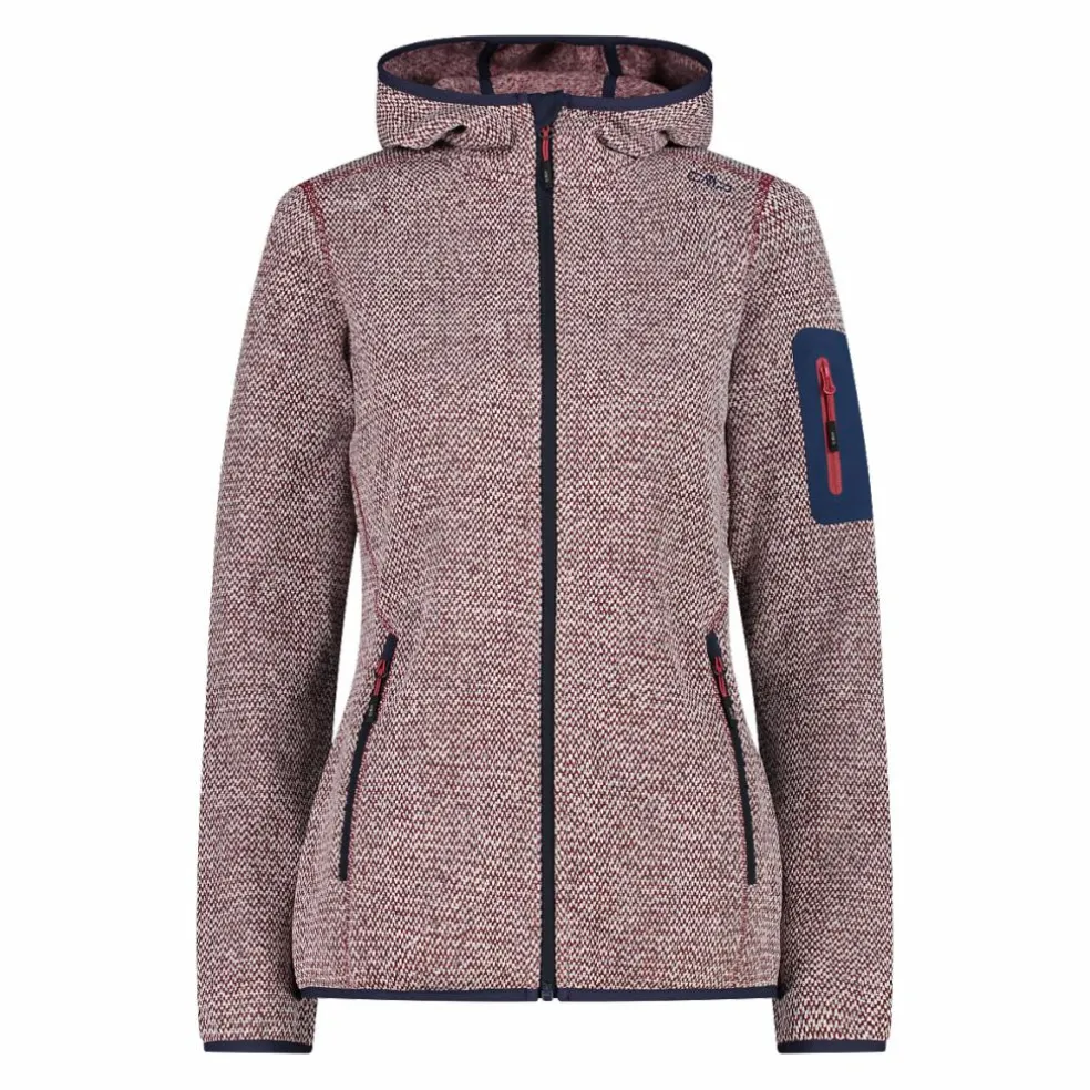 Giacca in pile da donna in knit-tech mélange con cappuccio
