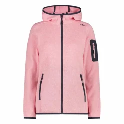 Giacca in pile da donna in knit-tech mélange con cappuccio