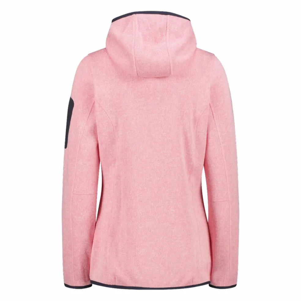 Giacca in pile da donna in knit-tech mélange con cappuccio