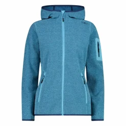 Giacca in pile da donna in knit-tech mélange con cappuccio