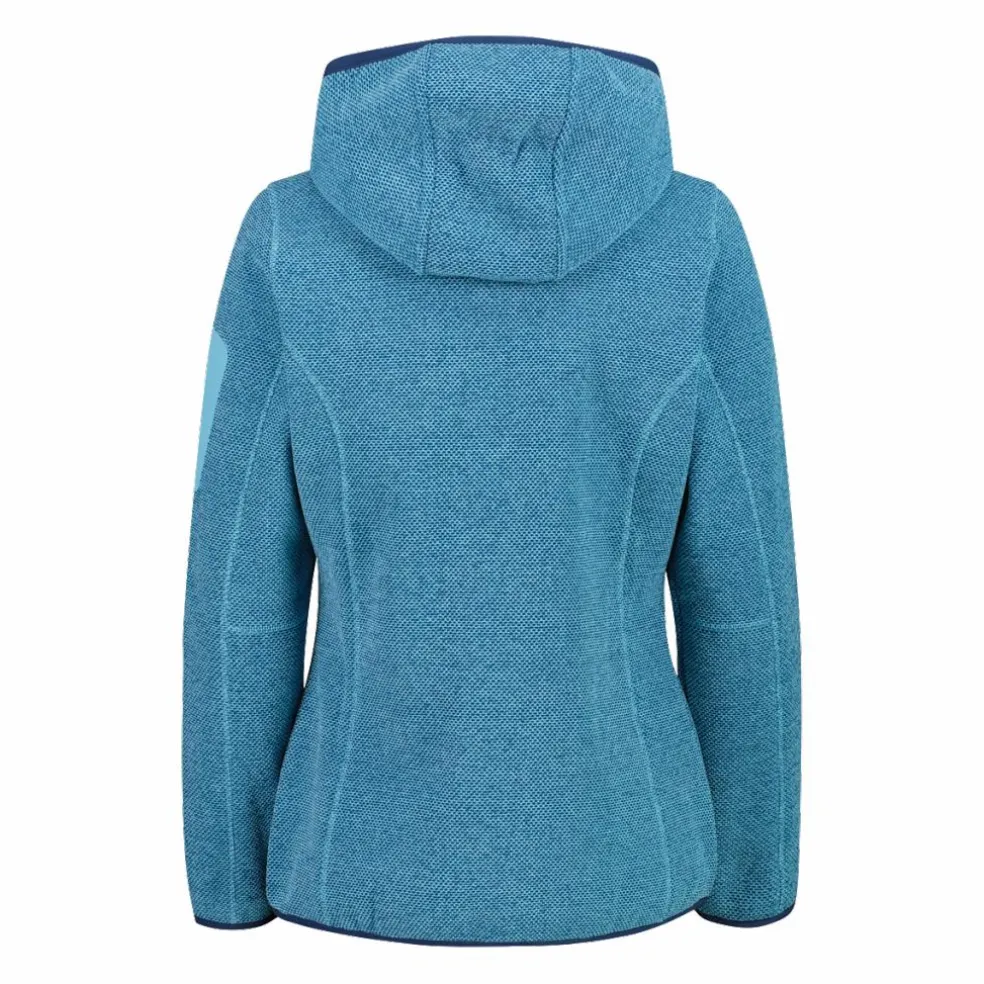Giacca in pile da donna in knit-tech mélange con cappuccio
