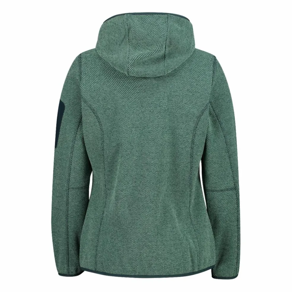 Giacca in pile da donna in knit-tech mélange con cappuccio