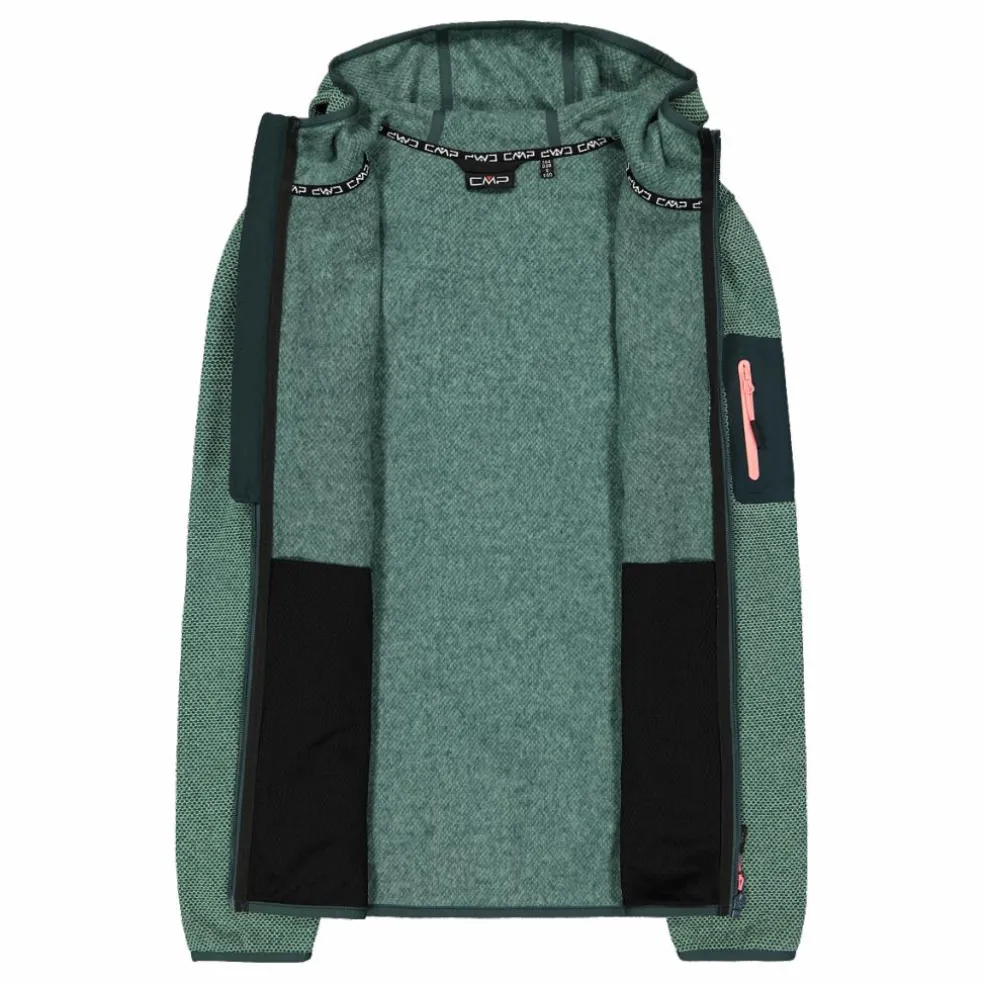 Giacca in pile da donna in knit-tech mélange con cappuccio