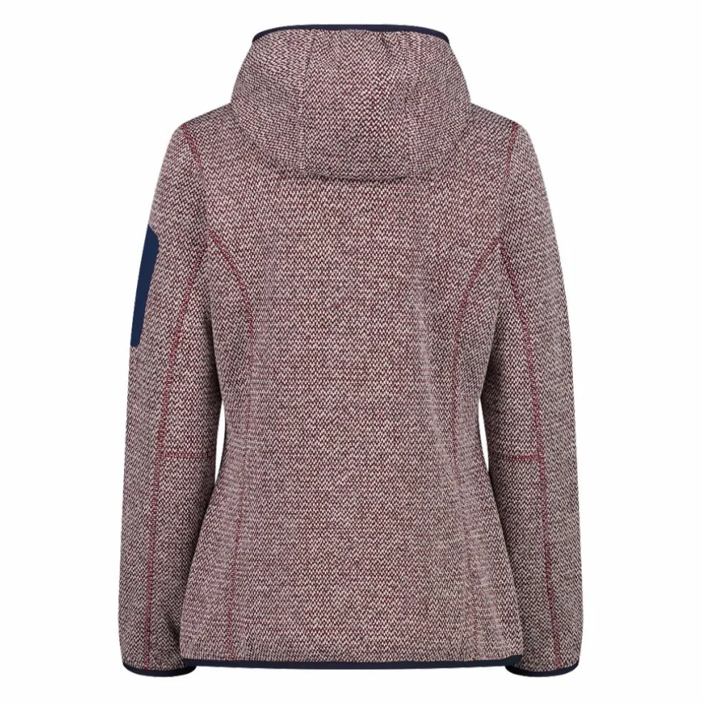 Giacca in pile da donna in knit-tech mélange con cappuccio
