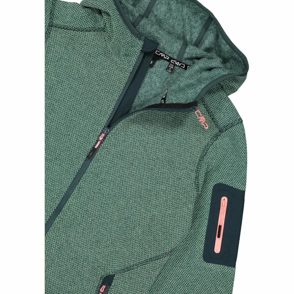 Giacca in pile da donna in knit-tech mélange con cappuccio