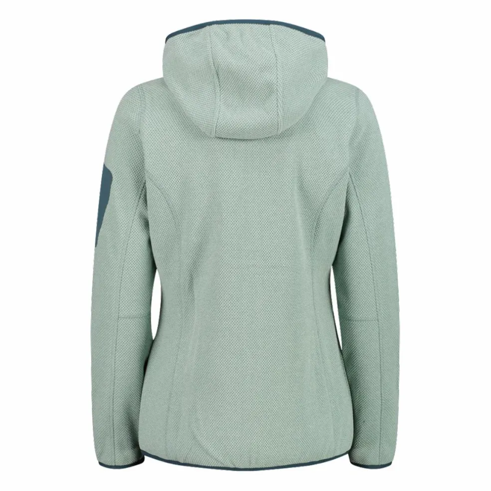 Giacca in pile da donna in knit-tech mélange con cappuccio