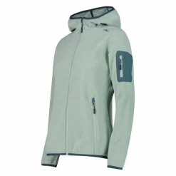 Giacca in pile da donna in knit-tech mélange con cappuccio