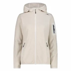 Giacca in pile da donna in knit-tech mélange con cappuccio
