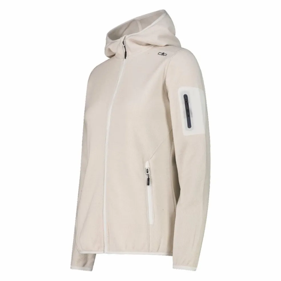 Giacca in pile da donna in knit-tech mélange con cappuccio
