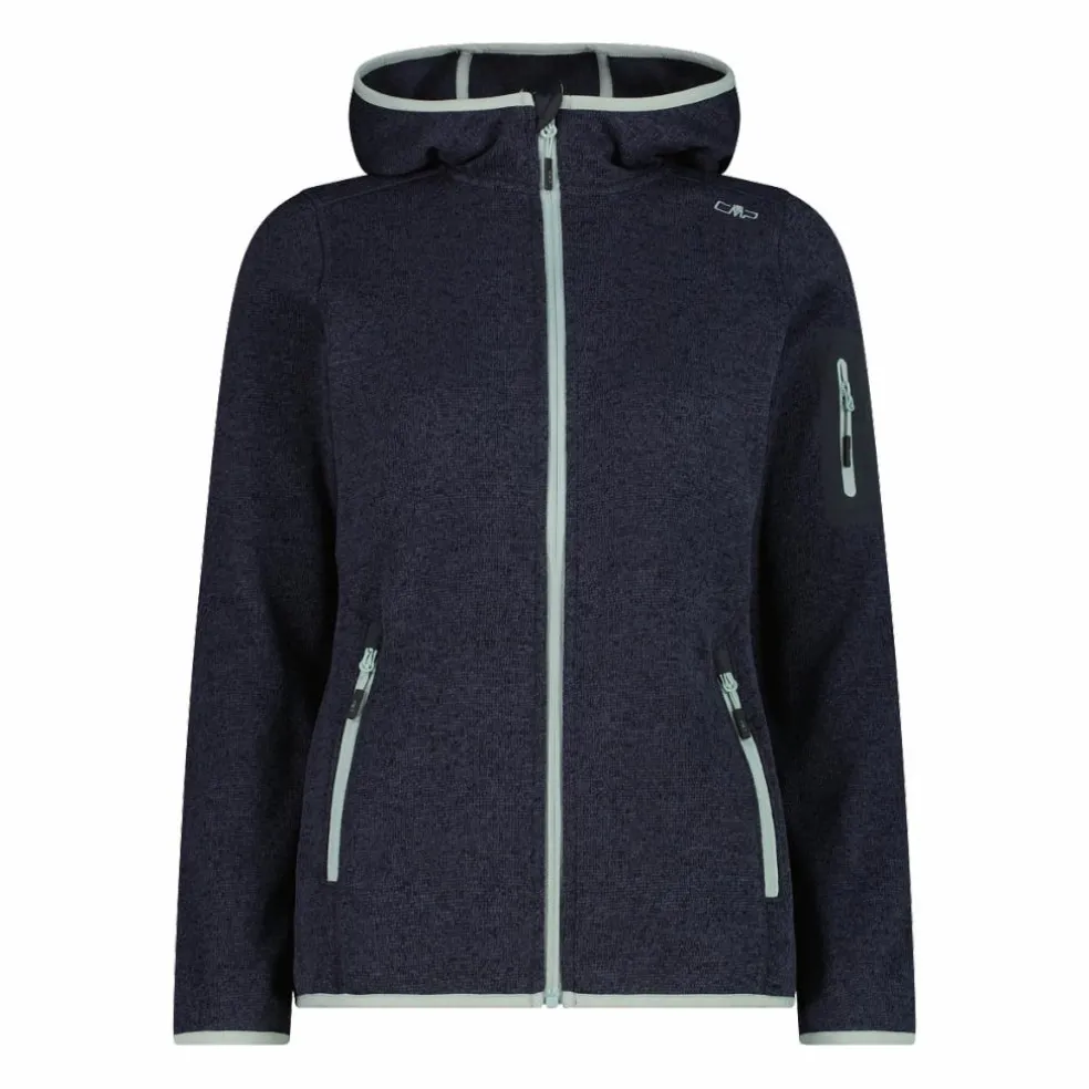 Giacca in pile da donna in knit-tech mélange con cappuccio