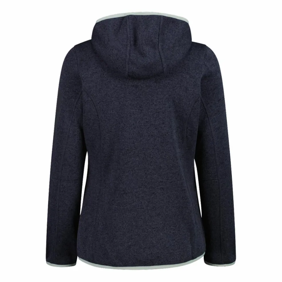 Giacca in pile da donna in knit-tech mélange con cappuccio