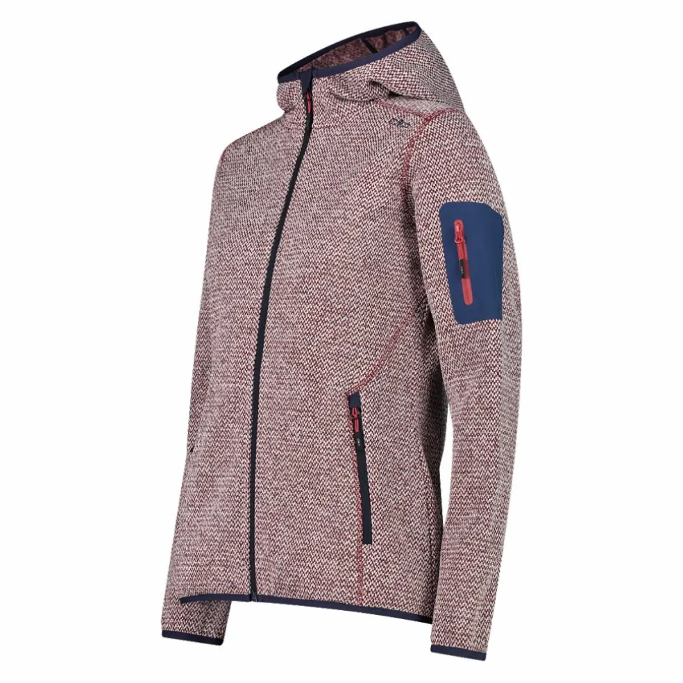 Giacca in pile da donna in knit-tech mélange con cappuccio