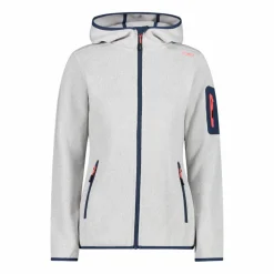 Giacca in pile da donna in knit-tech mélange con cappuccio