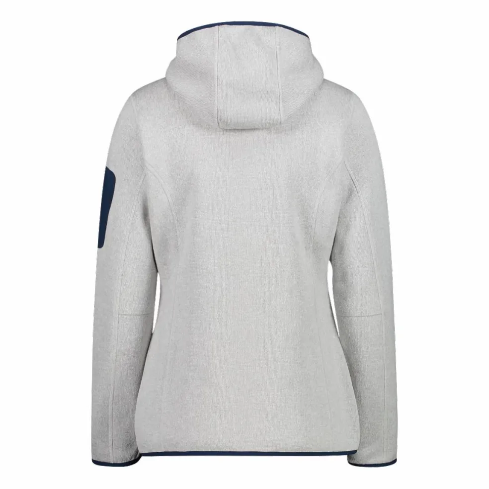 Giacca in pile da donna in knit-tech mélange con cappuccio