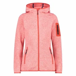 Giacca in pile da donna in knit-tech mélange con cappuccio