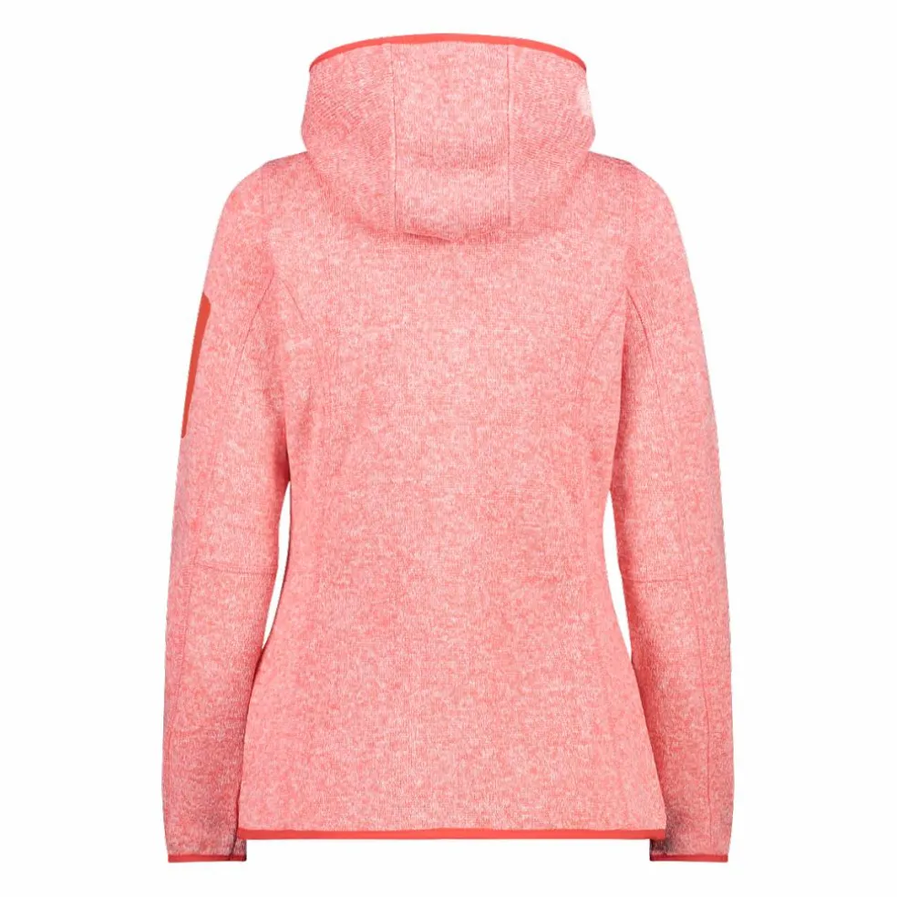 Giacca in pile da donna in knit-tech mélange con cappuccio
