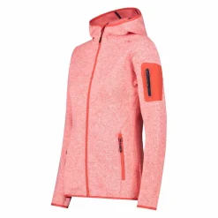 Giacca in pile da donna in knit-tech mélange con cappuccio
