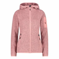 Giacca in pile da donna in knit-tech mélange con cappuccio
