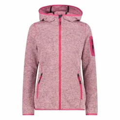 Giacca in pile da donna in knit-tech mélange con cappuccio