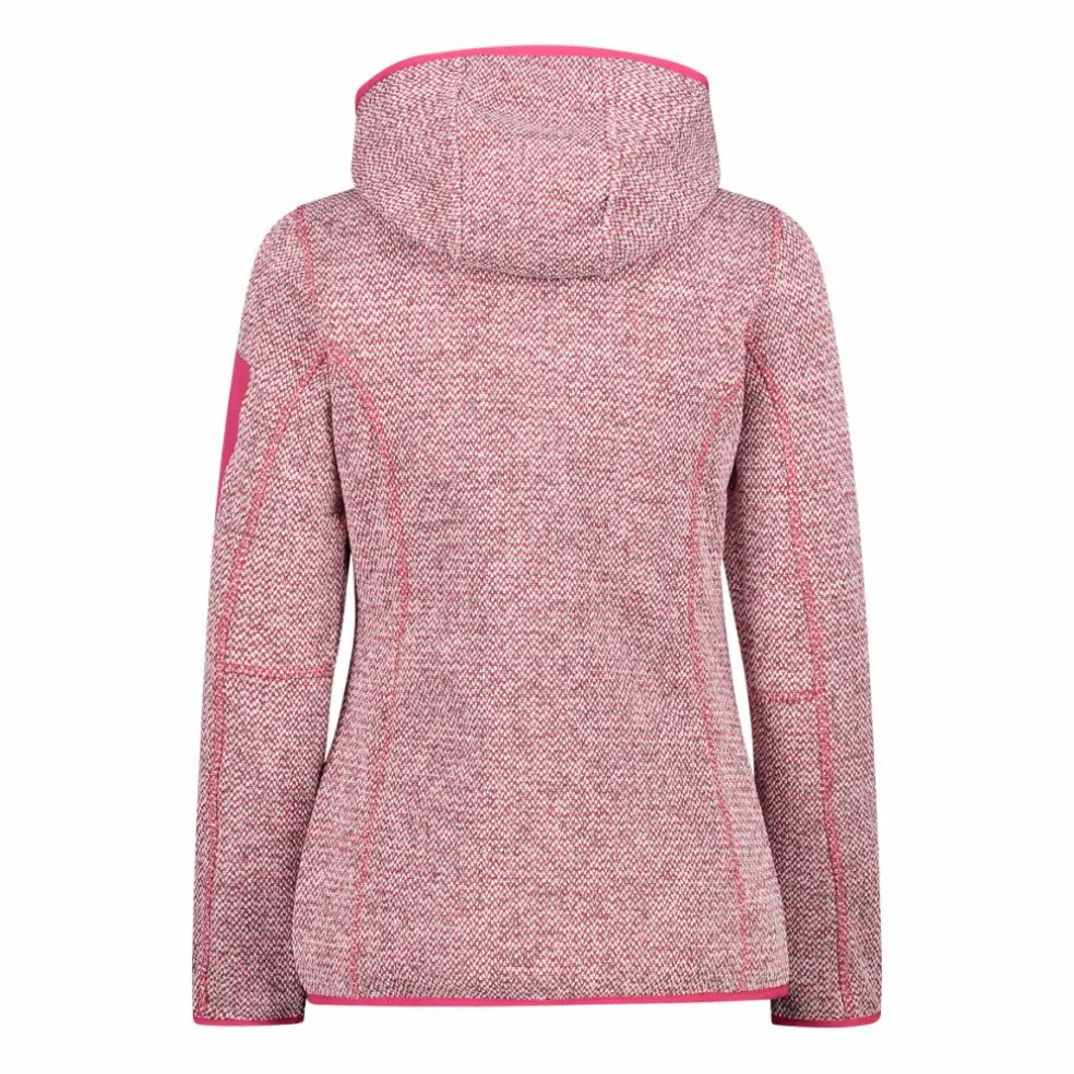 Giacca in pile da donna in knit-tech mélange con cappuccio