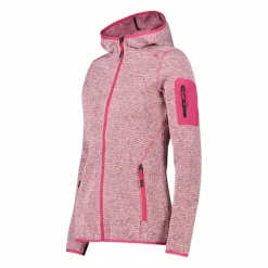 Giacca in pile da donna in knit-tech mélange con cappuccio