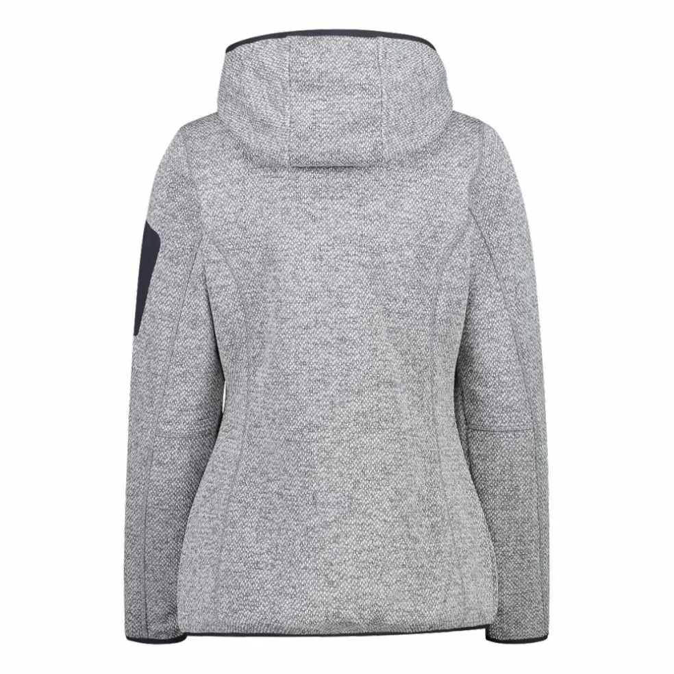Giacca in pile da donna in knit-tech mélange con cappuccio