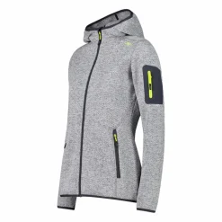 Giacca in pile da donna in knit-tech mélange con cappuccio