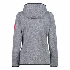 Giacca in pile da donna in knit-tech mélange con cappuccio