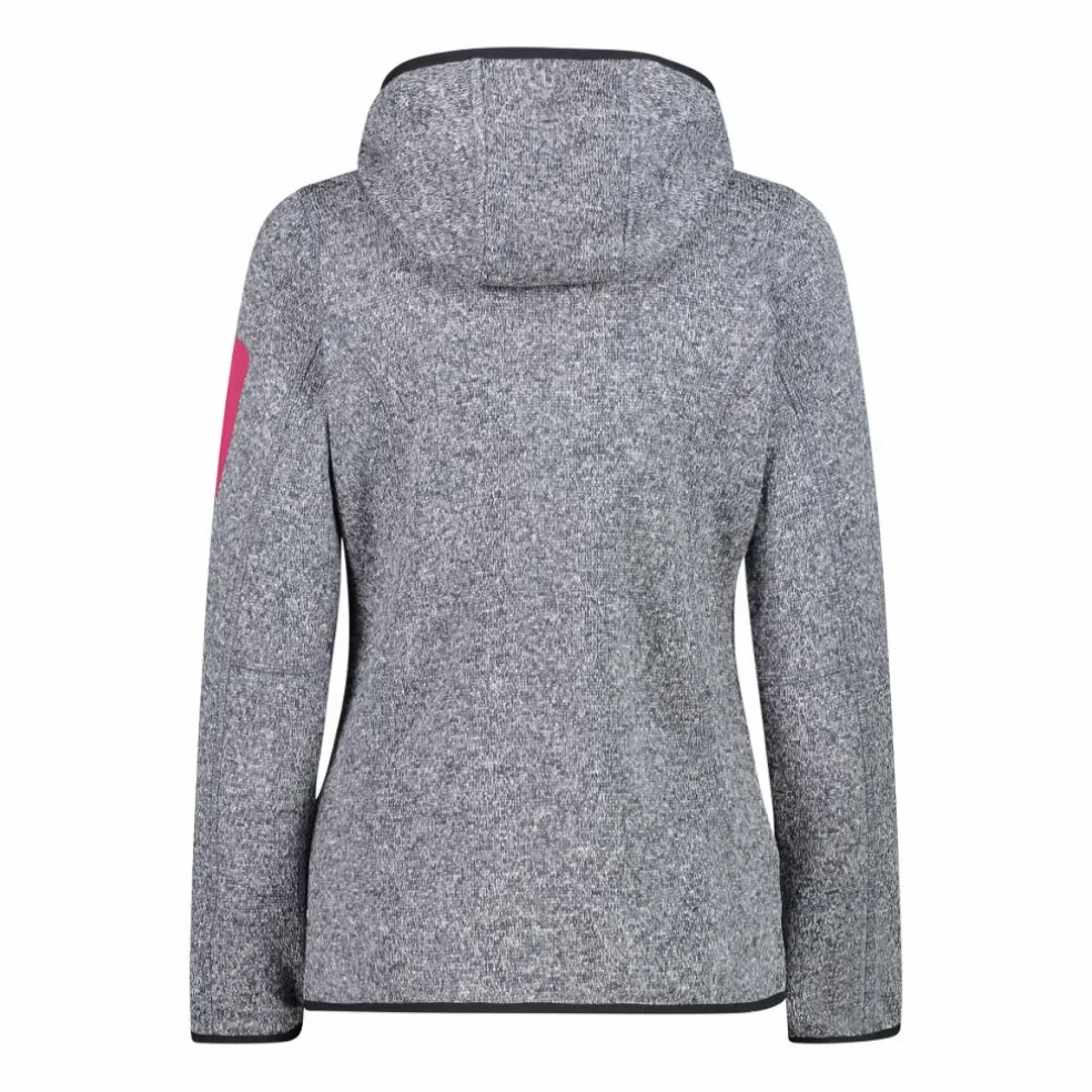Giacca in pile da donna in knit-tech mélange con cappuccio