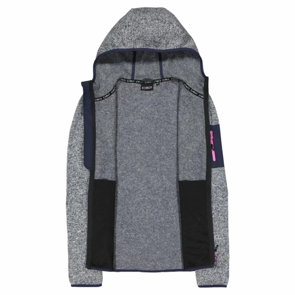 Giacca in pile da donna in knit-tech mélange con cappuccio