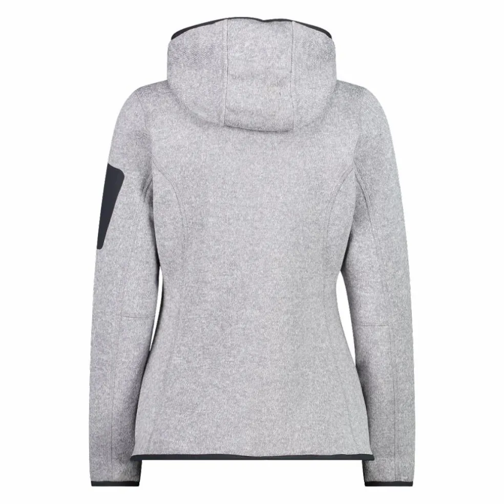 Giacca in pile da donna in knit-tech mélange con cappuccio