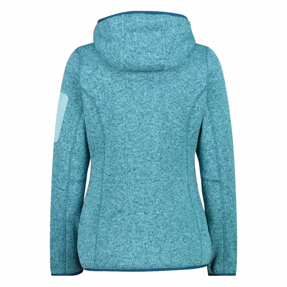Giacca in pile da donna in knit-tech mélange con cappuccio