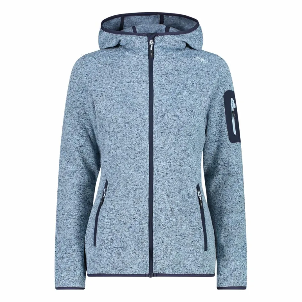 Giacca in pile da donna in knit-tech mélange con cappuccio