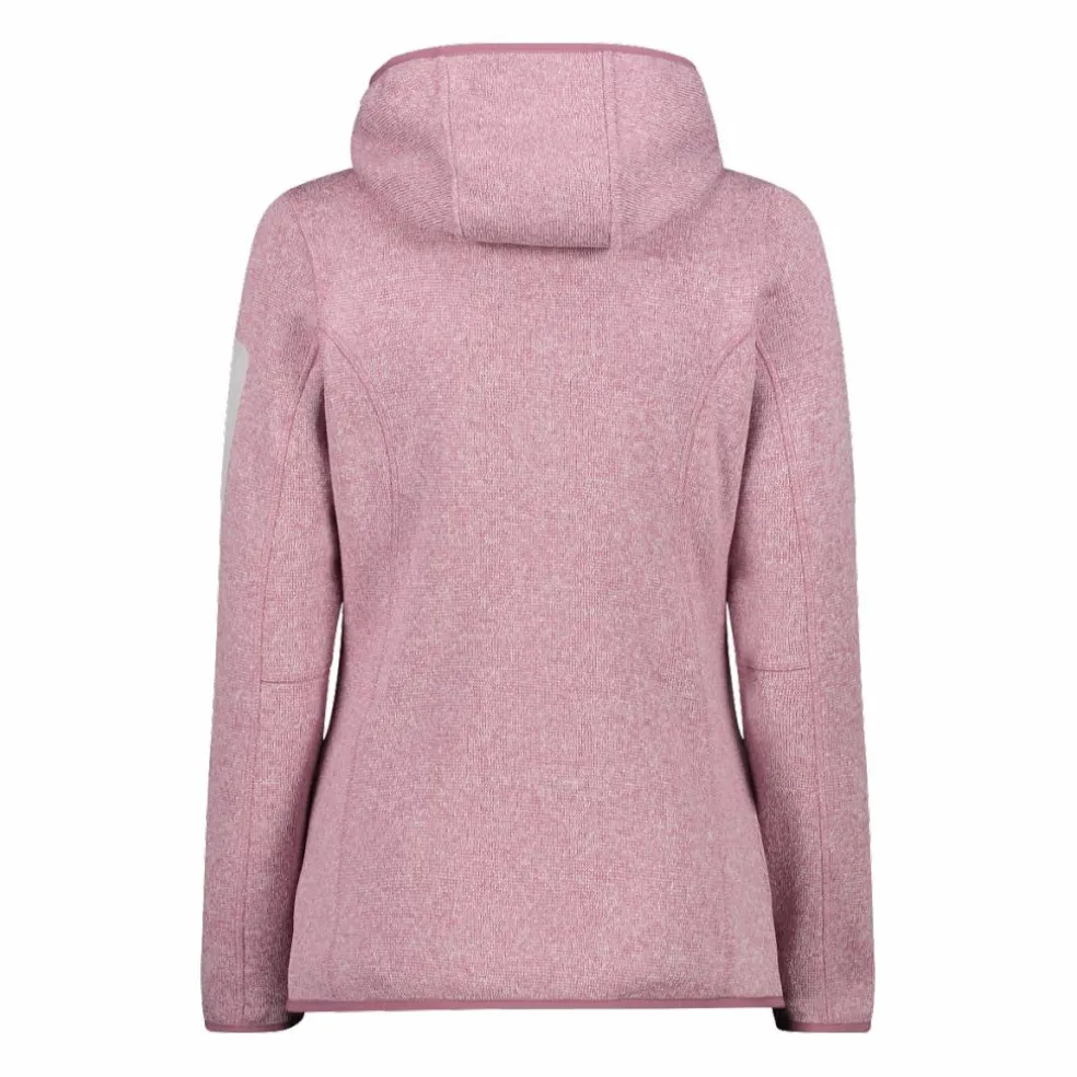 Giacca in pile da donna in knit-tech mélange con cappuccio