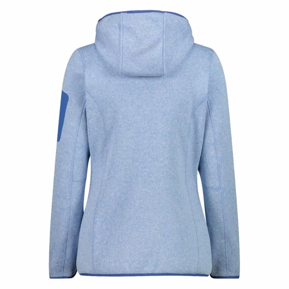 Giacca in pile da donna in knit-tech mélange con cappuccio