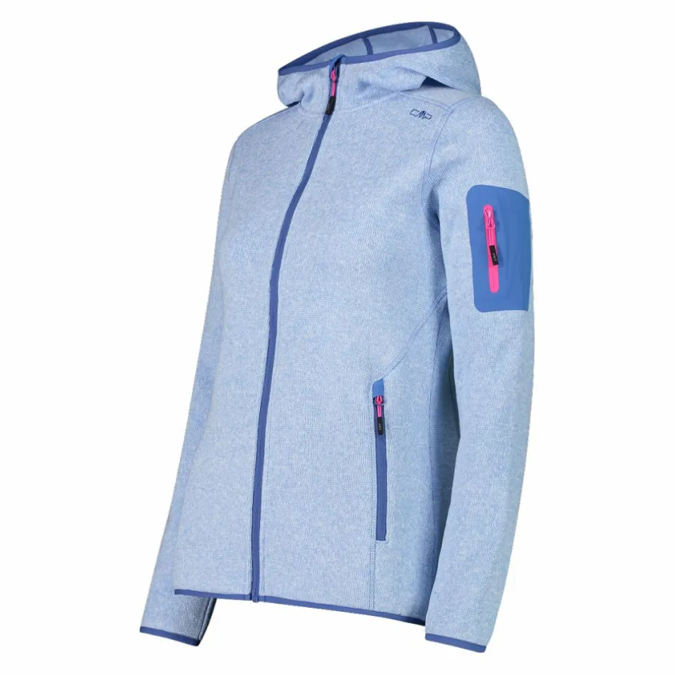 Giacca in pile da donna in knit-tech mélange con cappuccio