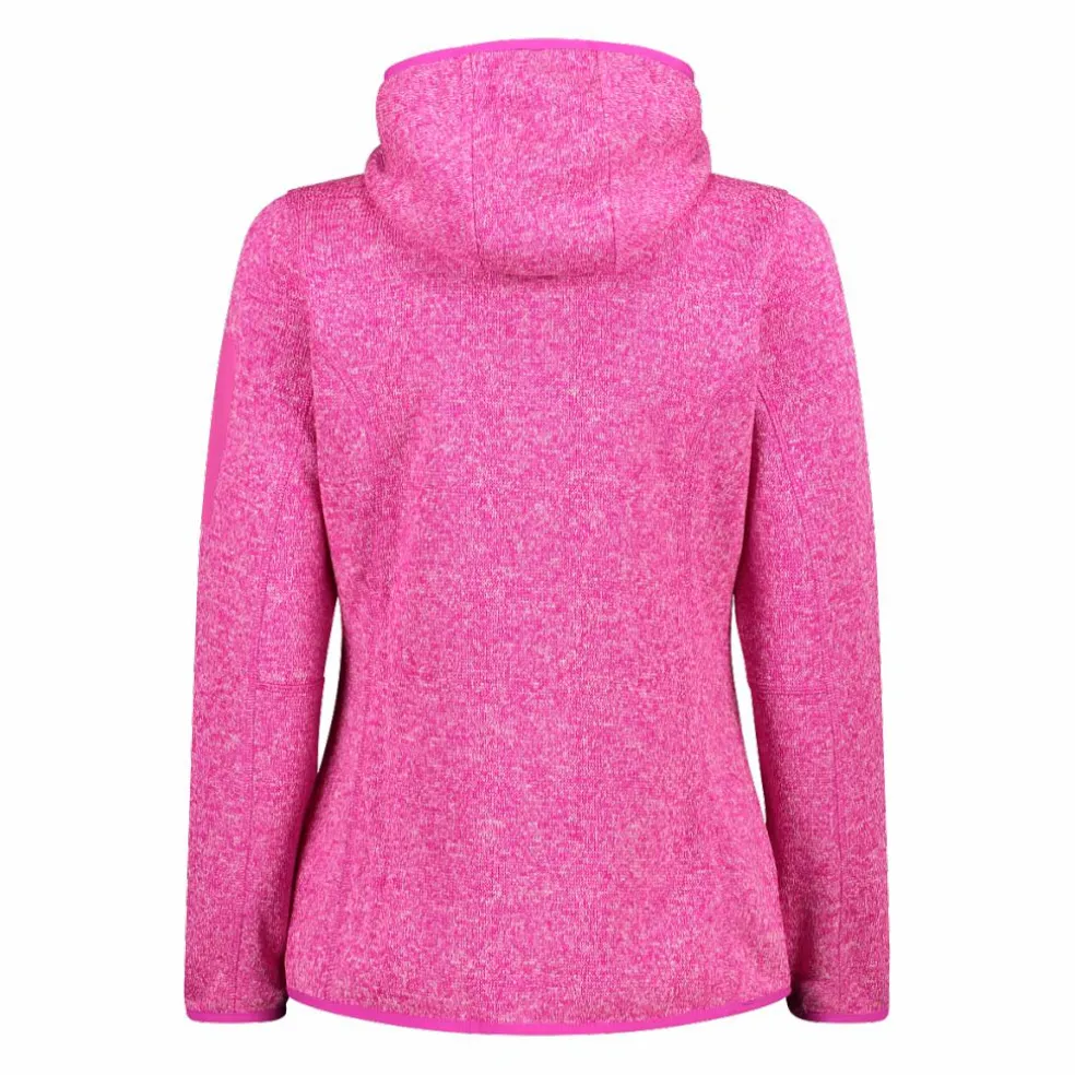 Giacca in pile da donna in knit-tech mélange con cappuccio