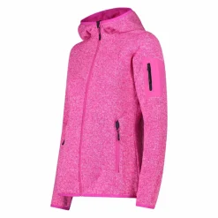 Giacca in pile da donna in knit-tech mélange con cappuccio