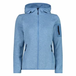 Giacca in pile da donna in knit-tech mélange con cappuccio