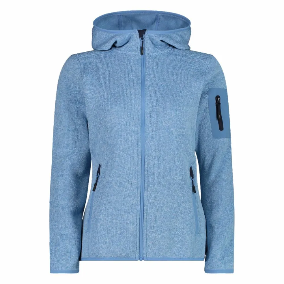 Giacca in pile da donna in knit-tech mélange con cappuccio