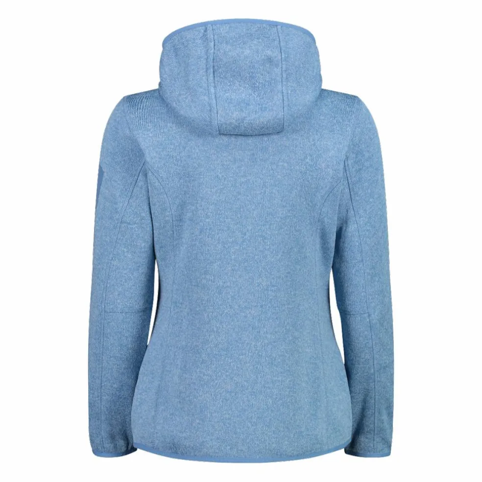 Giacca in pile da donna in knit-tech mélange con cappuccio