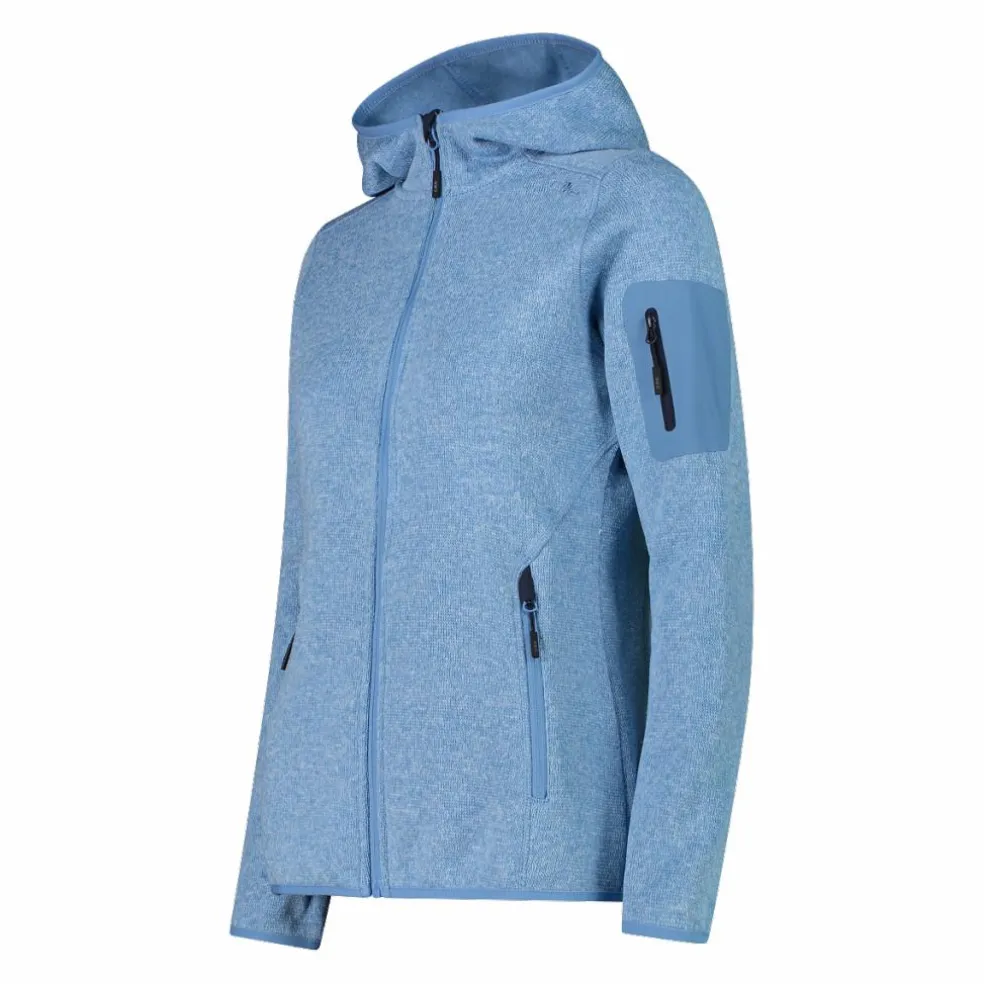 Giacca in pile da donna in knit-tech mélange con cappuccio