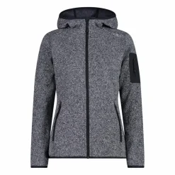 Giacca in pile da donna in knit-tech mélange con cappuccio