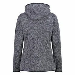 Giacca in pile da donna in knit-tech mélange con cappuccio