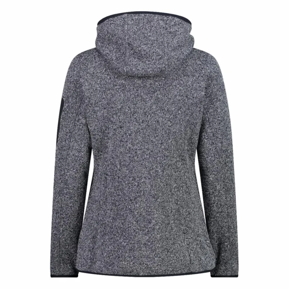 Giacca in pile da donna in knit-tech mélange con cappuccio